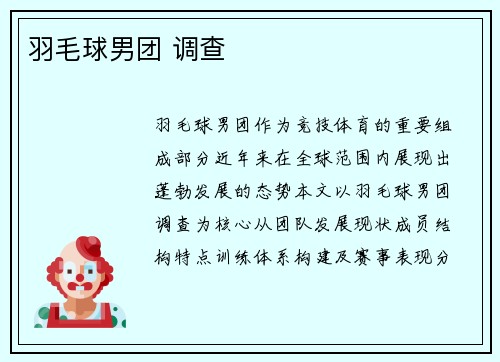 羽毛球男团 调查